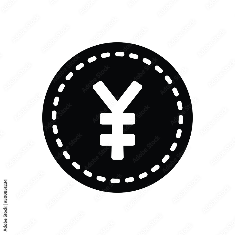 Fototapeta premium Black solid icon for yen