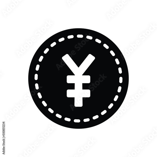 Black solid icon for yen