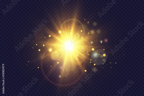 Fototapeta Naklejka Na Ścianę i Meble -  Bright light effects. Shiny stars.glare, explosion, sparkle, line, sun flare, spark and stars.