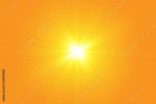 Warm sun on a yellow background. Leto.bliki solar rays.Оrange yellow background.