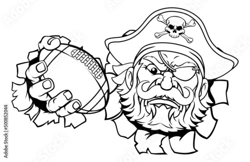 Pirate American Football Sports Mascot Cartoon