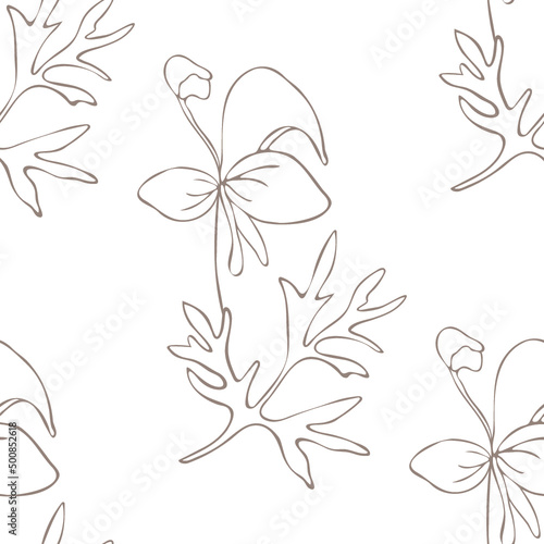 Botanical seamless pattern aconitum (wolfsbane). Illustration of wild flowers 