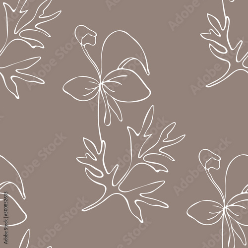 Botanical seamless pattern aconitum (wolfsbane). Illustration of wild flowers 