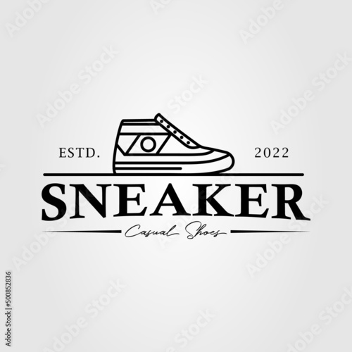 sneaker shoe or casual footwear logo vector illustration design