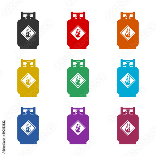 Propane gas tank icon color set isolated on white background