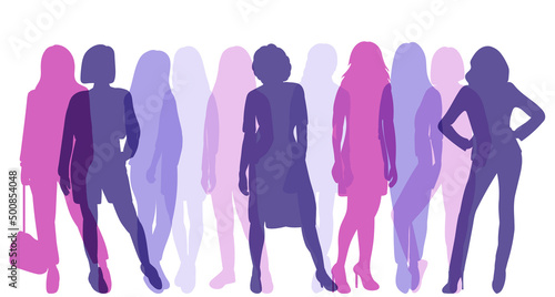 girls, women silhouette, on white background, isolated
