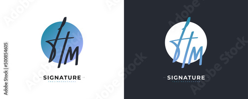 Initial H and M Logo Design with Elegant and Minimalist Handwriting Style. HM Signature Logo or Symbol for Wedding, Fashion, Jewelry, Boutique, and Business Identity