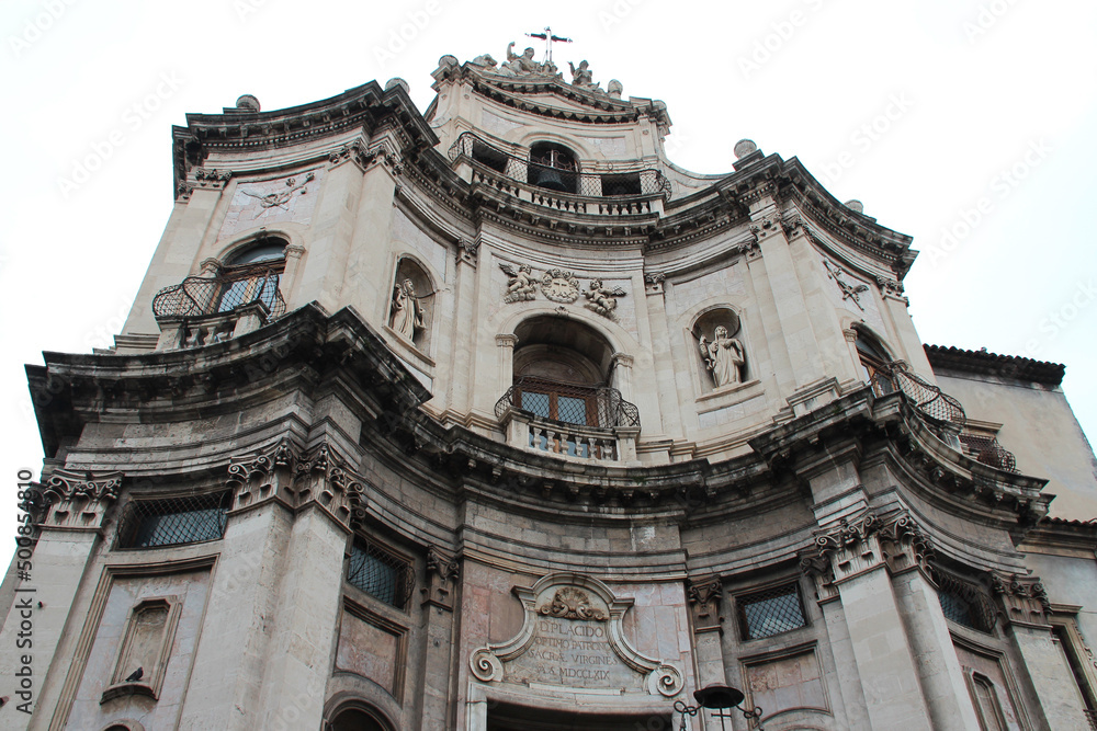 baroque church (san placido) in catania in sicily (italy) 