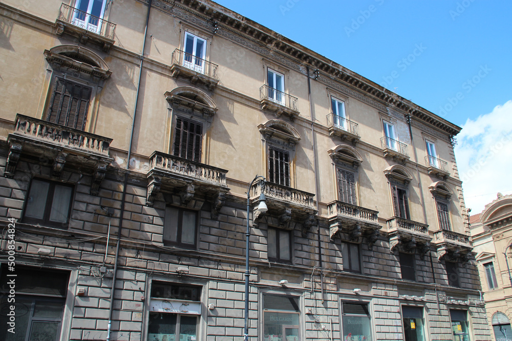 ancient palace or flat building in palermo in sicily (italy) 