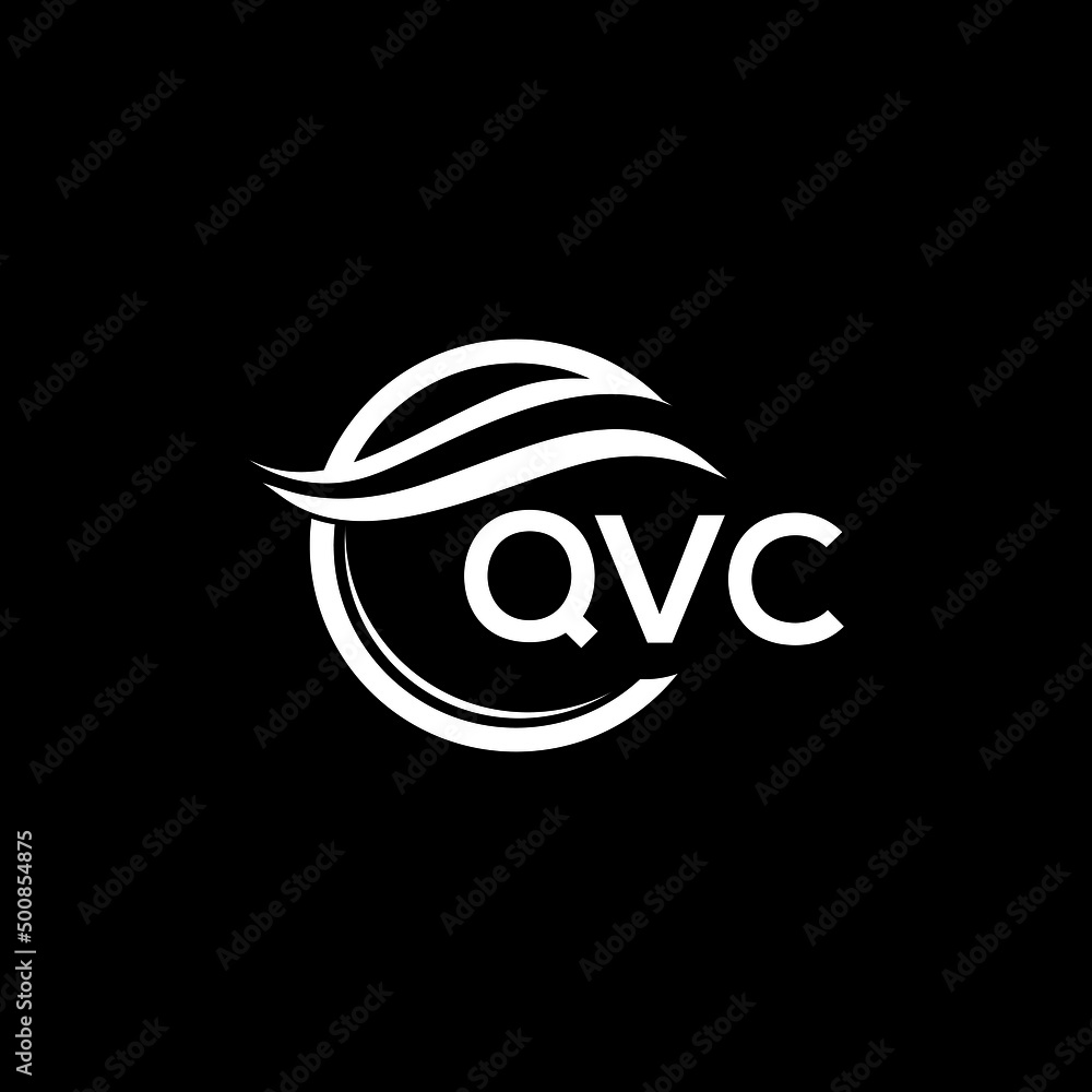 QVC letter logo design on black background. QVC creative initials