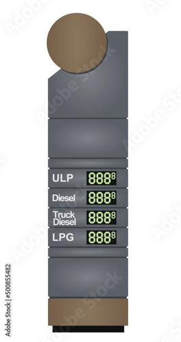Petrol station pylon price board. vector