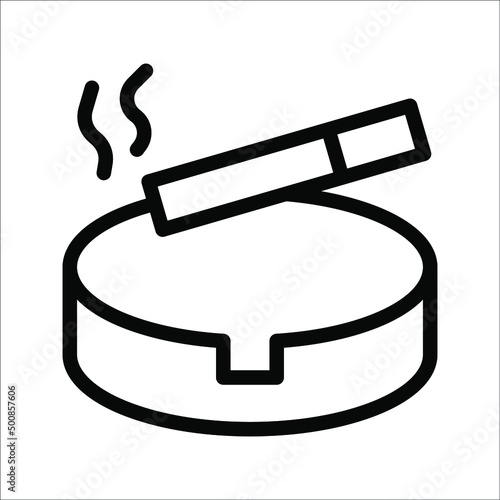 Ashtray Icon, Cigarette Ashtray Vector Art Illustration on white background