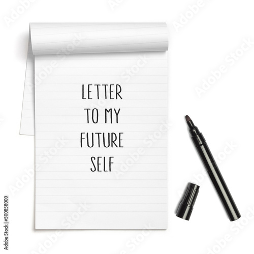 Obraz na płótnie Letter to my future self, text on paper note book w salonie