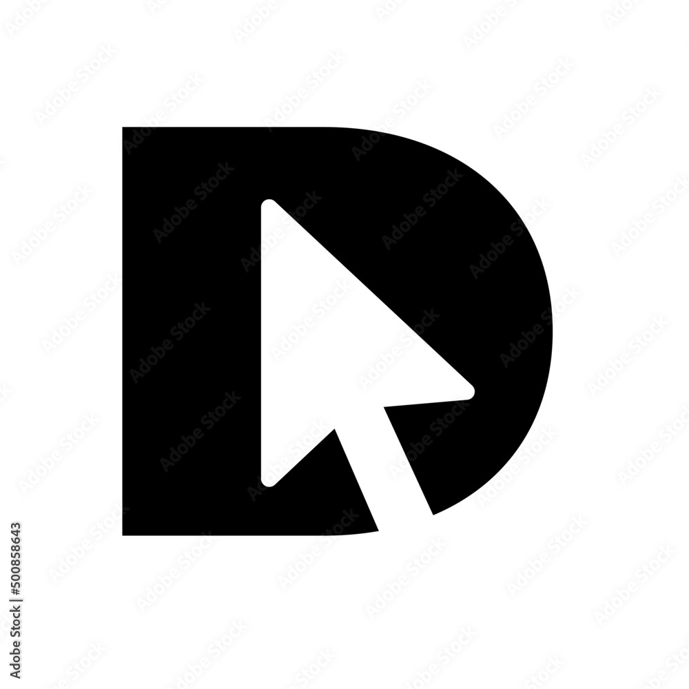 letter d with cursor black and white icon, simple logo for graphic designer letter d with cursor black and white icon, simple logo for graphic designer