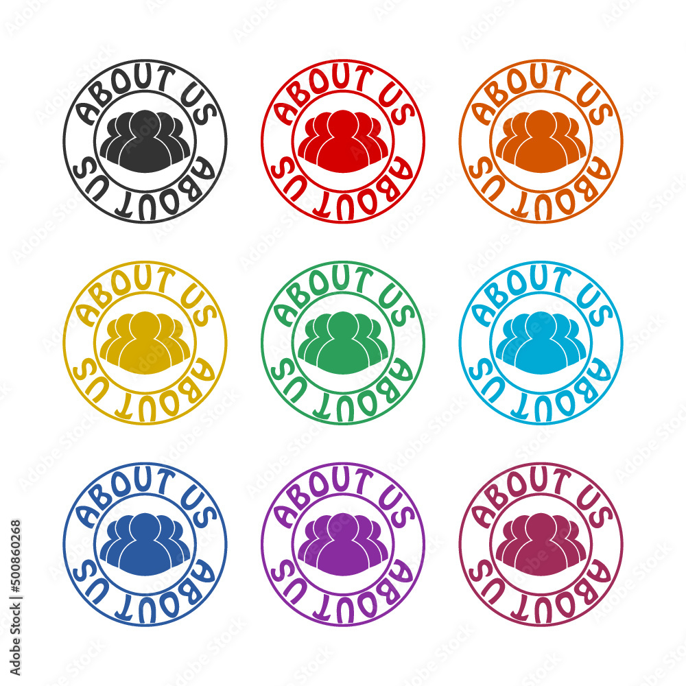 About us sign icon color set