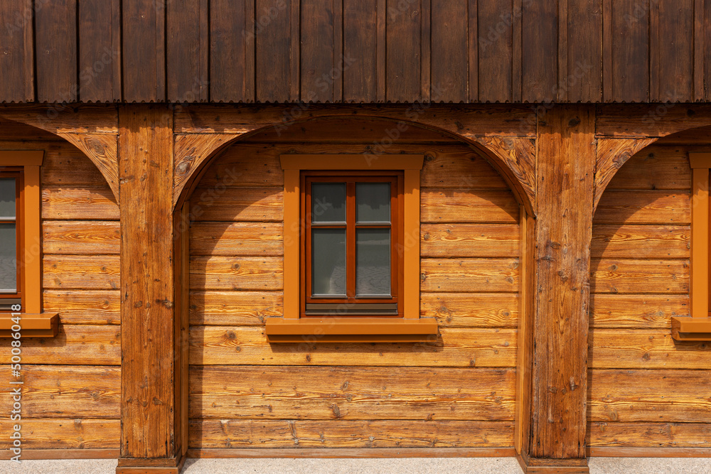 Restored traditional wooden house in Lusatia. Saxony. Germany Restored traditional wooden house in Lusatia. Saxony. Germany
