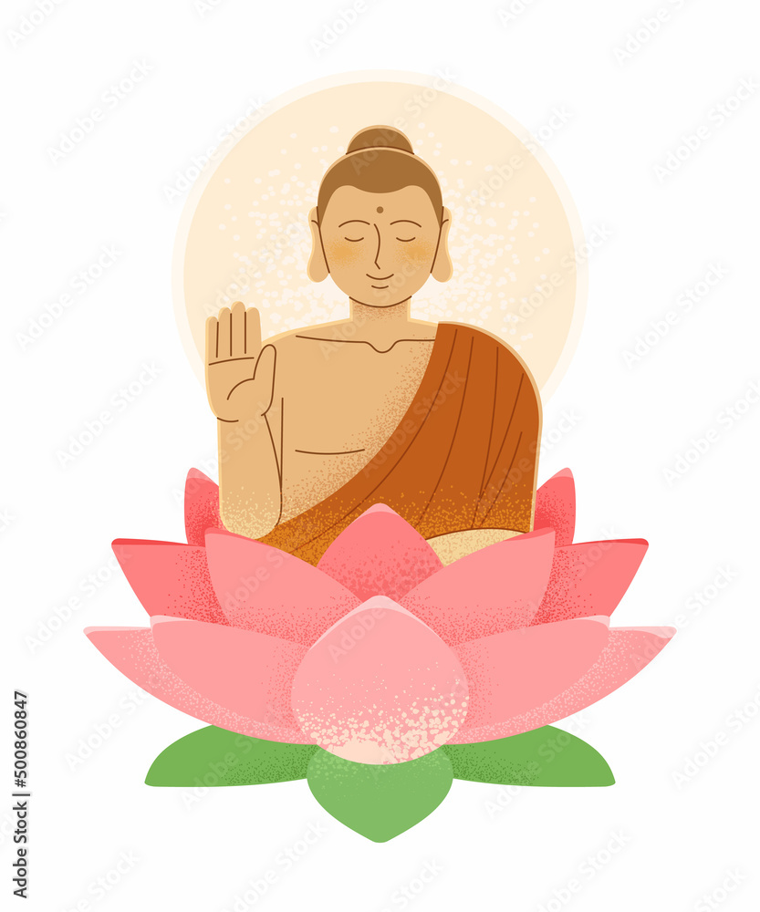 Buddha sitting on a lotus flower. Buddha's birthday concept ...