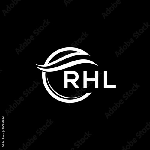 RHL letter logo design on black background. RHL  creative initials letter logo concept. RHL letter design.
 photo