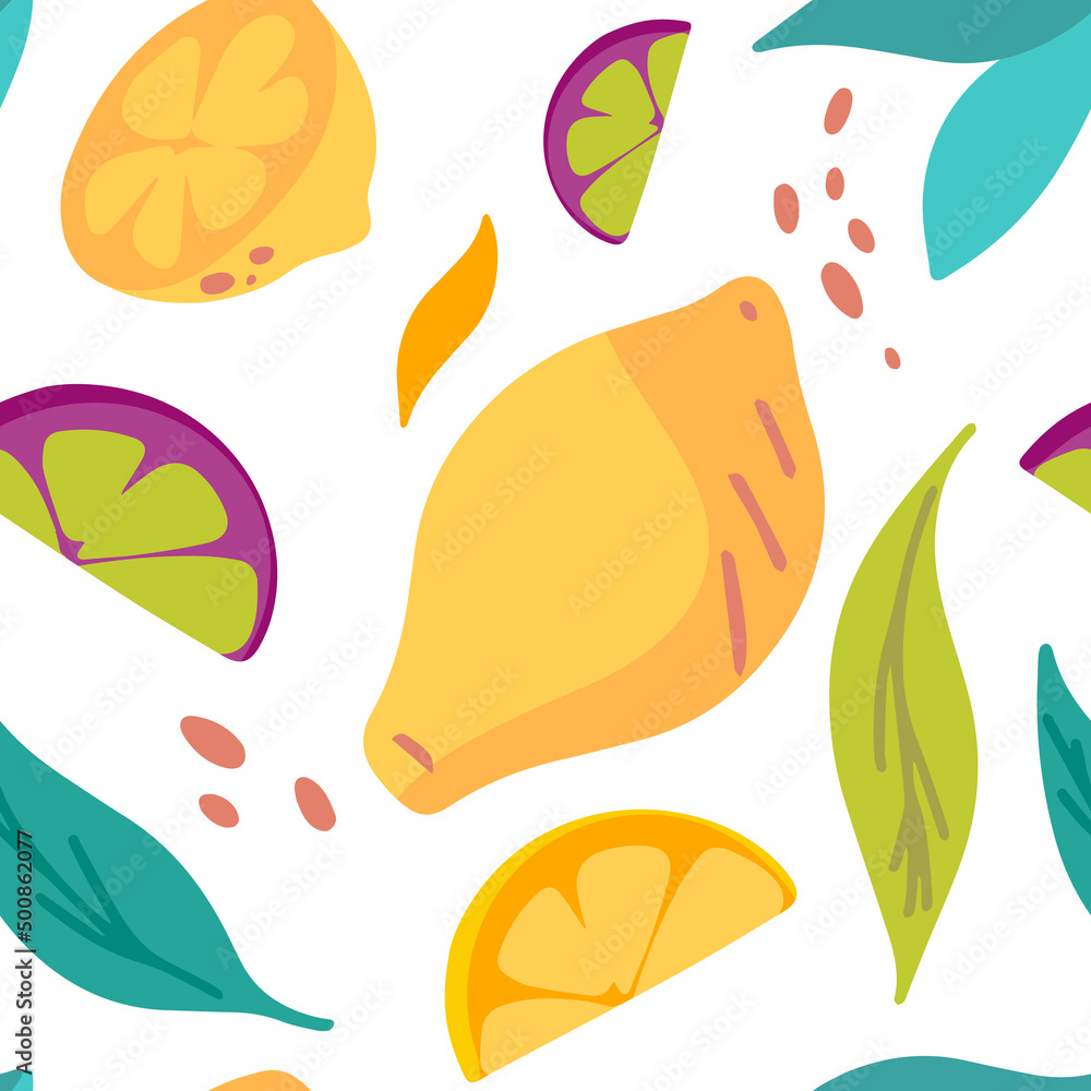 Naklejka premium Vector Seamless tropical fruits pattern