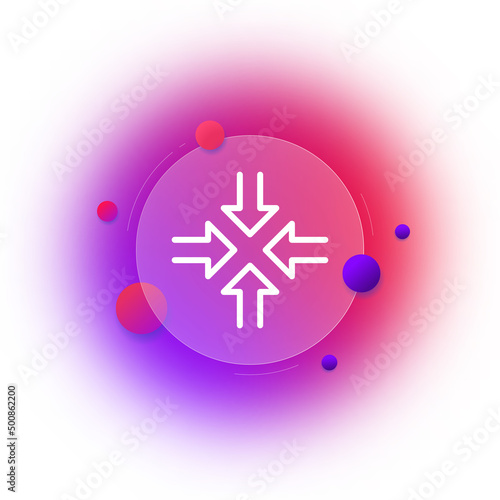 Arrows icon. Changed in size. Scaling. Move. Gradient blur button with glassmorphism. clear glass design