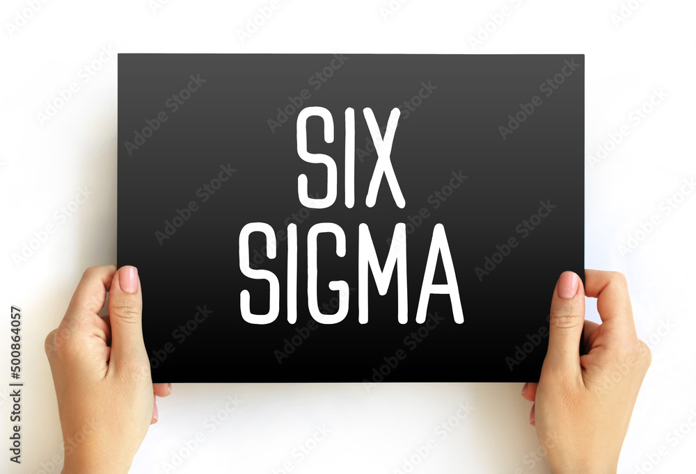 Six Sigma - set of techniques and tools for process improvement, text concept on card Six Sigma - set of techniques and tools for process improvement, text concept on card