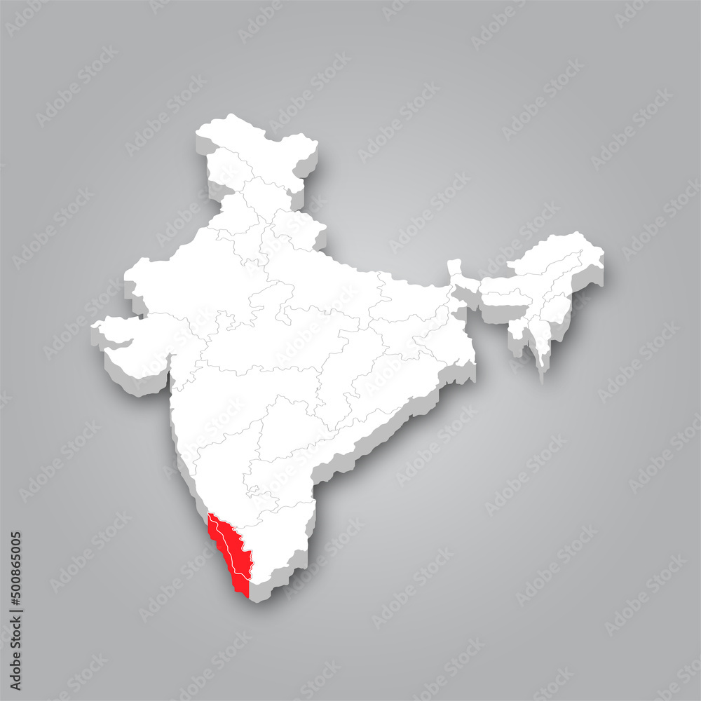 Kerala 3D map is a state of India.