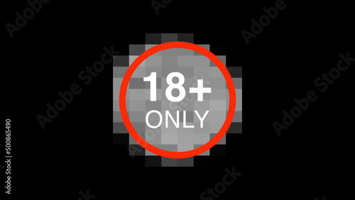 18 Plus Pixelated Censored Content with Text Stamp on Black Background