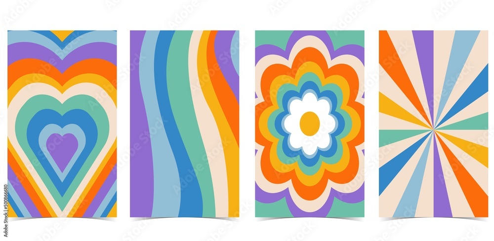 Obraz premium Retro 70s and 80s teenager background design in pop and groovy style