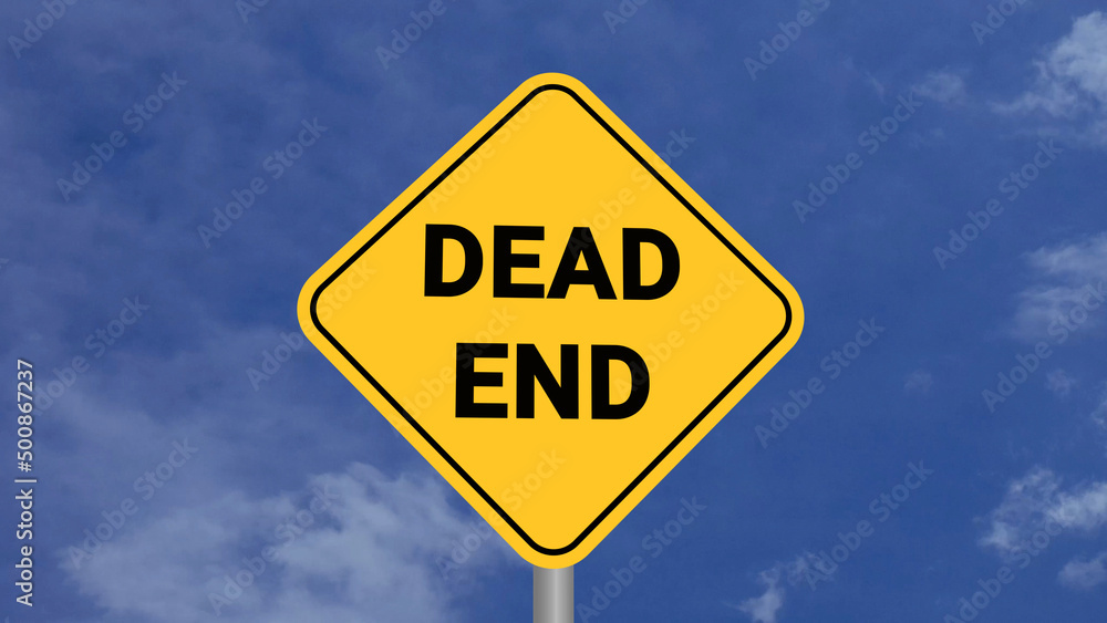 Dead End Road Sign on Clear Blue Sky with Rapid Moving Clouds Dead End Road Sign on Clear Blue Sky with Rapid Moving Clouds