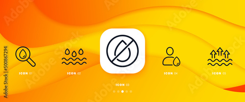 Water icons set. Drought. Thirst. Evaporation. Dehydration. Search for clean water. Water purification and settling. Vector eps 10