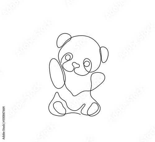 Vector isolated baby panda bear one line single line graphic line art drawing