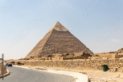 Pyramid of Khafre of Chephren is the second tallest of the Ancient Egyptian Pyramids of Giza and the tomb of pharaoh Khafre photo