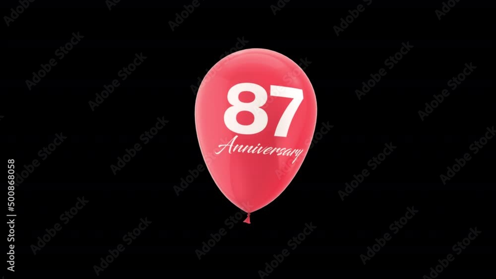 Anniversary Celebration Helium Balloon with Number 87. Loop Animation with Alpha Channel Prores 4444. Anniversary Celebration Helium Balloon with Number 87. Loop Animation with Alpha Channel Prores 4444.
