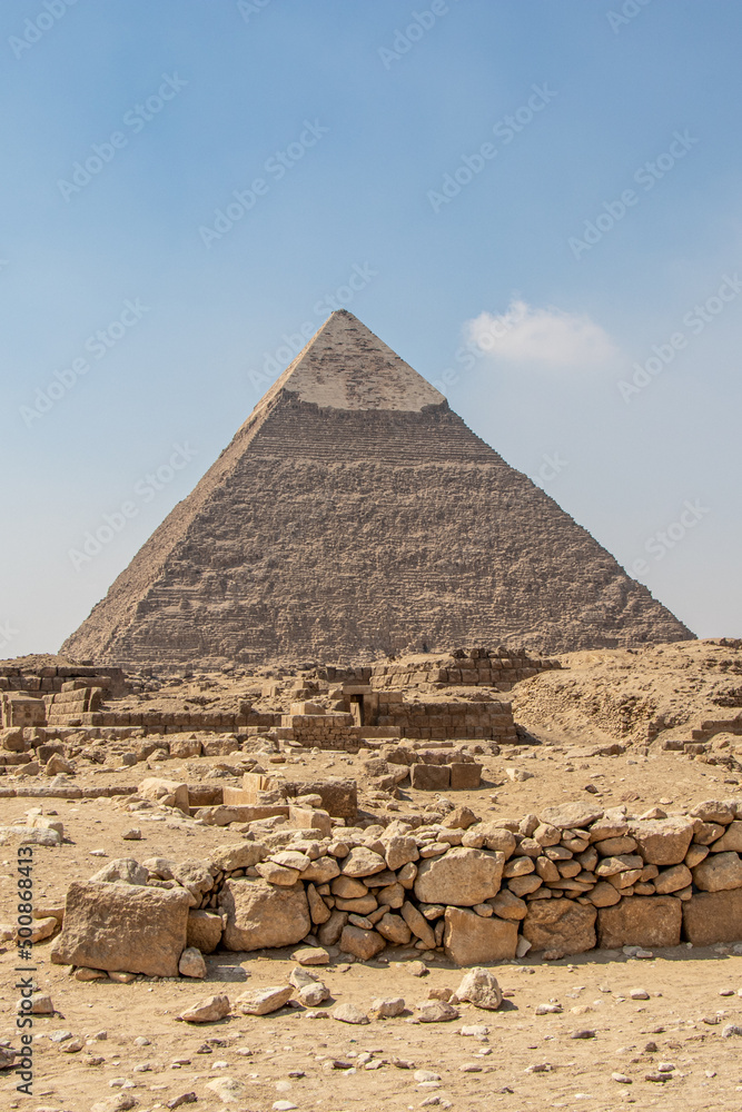 Pyramid of Khafre of Chephren is the second tallest of the Ancient Egyptian Pyramids of Giza and the tomb of pharaoh Khafre