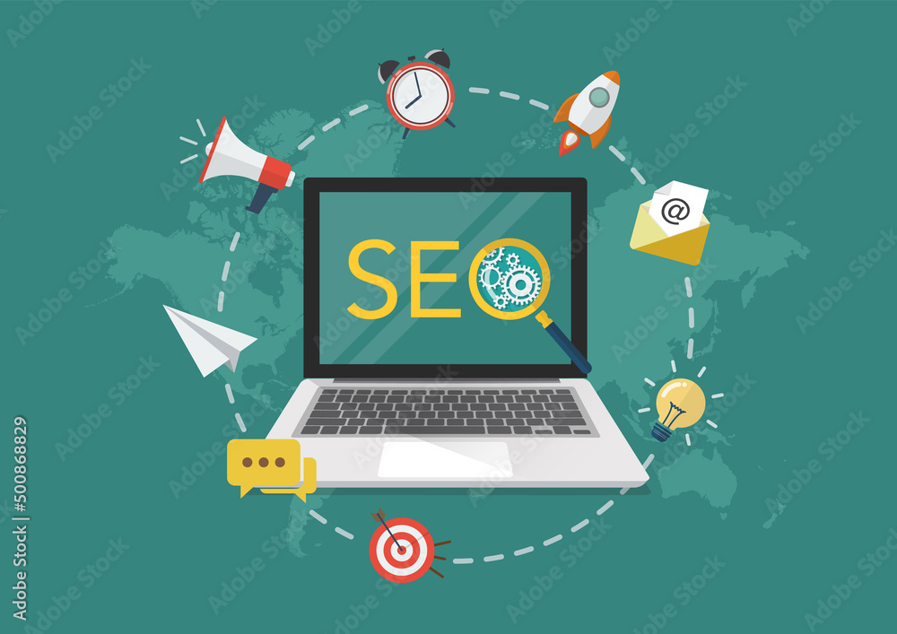 SEO logo with magnifying business marketing SEO logo with magnifying business marketing