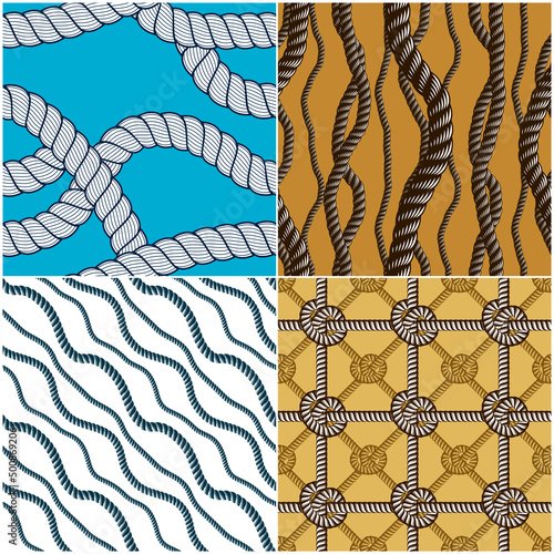 Rope seamless patterns set,...