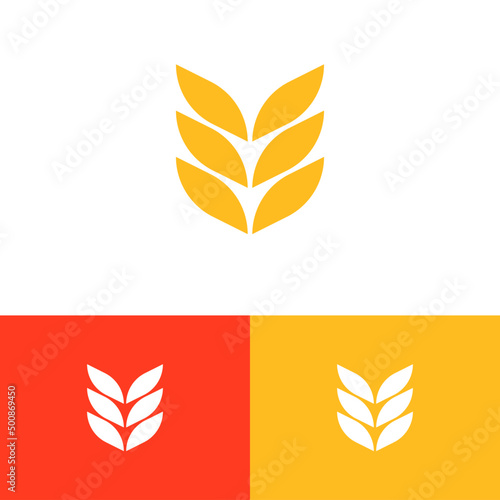 Minimal modern wheat grain logo vector design concept. Agriculture farm company brand logomark illustration template. Representing health  bread  cereal  plant  seed  vegan  food  harvest.