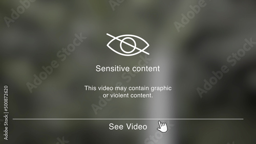 Valokuva Sensitive Content with Blurred Video and Clicking Cursor to See the Video