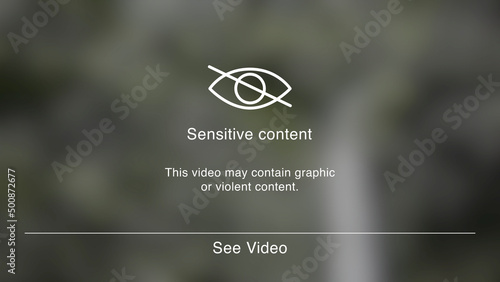 Sensitive Content Animation with Blurred Video and Clicking Cursor to See the Video