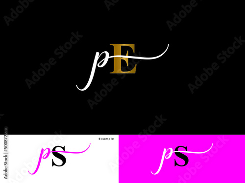 initial PE Logo Image, Signature Pe ep Letter Logo Icon Design For anniversary or all kind of use