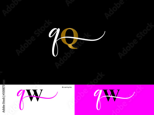 Signature QQ Logo Icon, Monogram Qq q q Colorful Signature Letter Logo Image Vector Stock