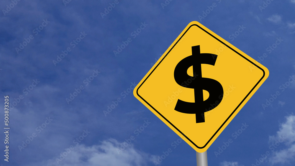 US Dollar Road Sign on Clear Blue Sky US Dollar Road Sign on Clear Blue Sky