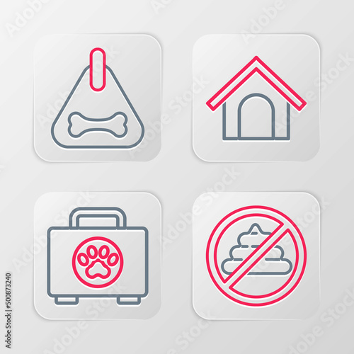 Wallpaper Mural Set line No shit, Pet first aid kit, Dog house and collar icon. Vector Torontodigital.ca