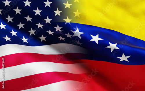 usa and venezuela flags, 3d render, 3d illustation