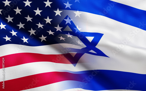 usa and israel flags, 3d render, 3d illustation