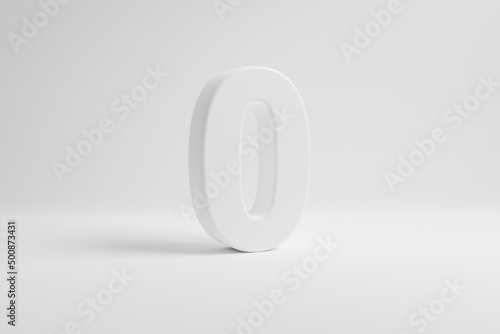 Bild auf Leinwand Number zero on white background. 3D rendering.