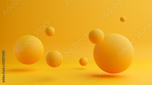 Fototapeta Naklejka Na Ścianę i Meble -  Abstract 3d rendering of yellow spheres on yellow background.