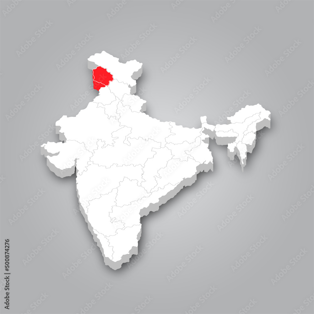 Political Map of India 3D Map of India and Map of Jammu and Kashmir are Marked in Red. Political Map of India 3D Map of India and Map of Jammu and Kashmir are Marked in Red.