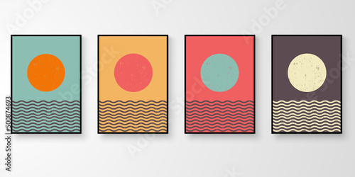 Retro wall art colorful stroke grunge line. Vintage graphic design background. Story of abstract natural design collection vector illustration.