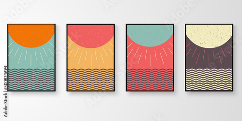 Retro wall art colorful stroke grunge line. Vintage graphic design background. Story of abstract natural design collection vector illustration.